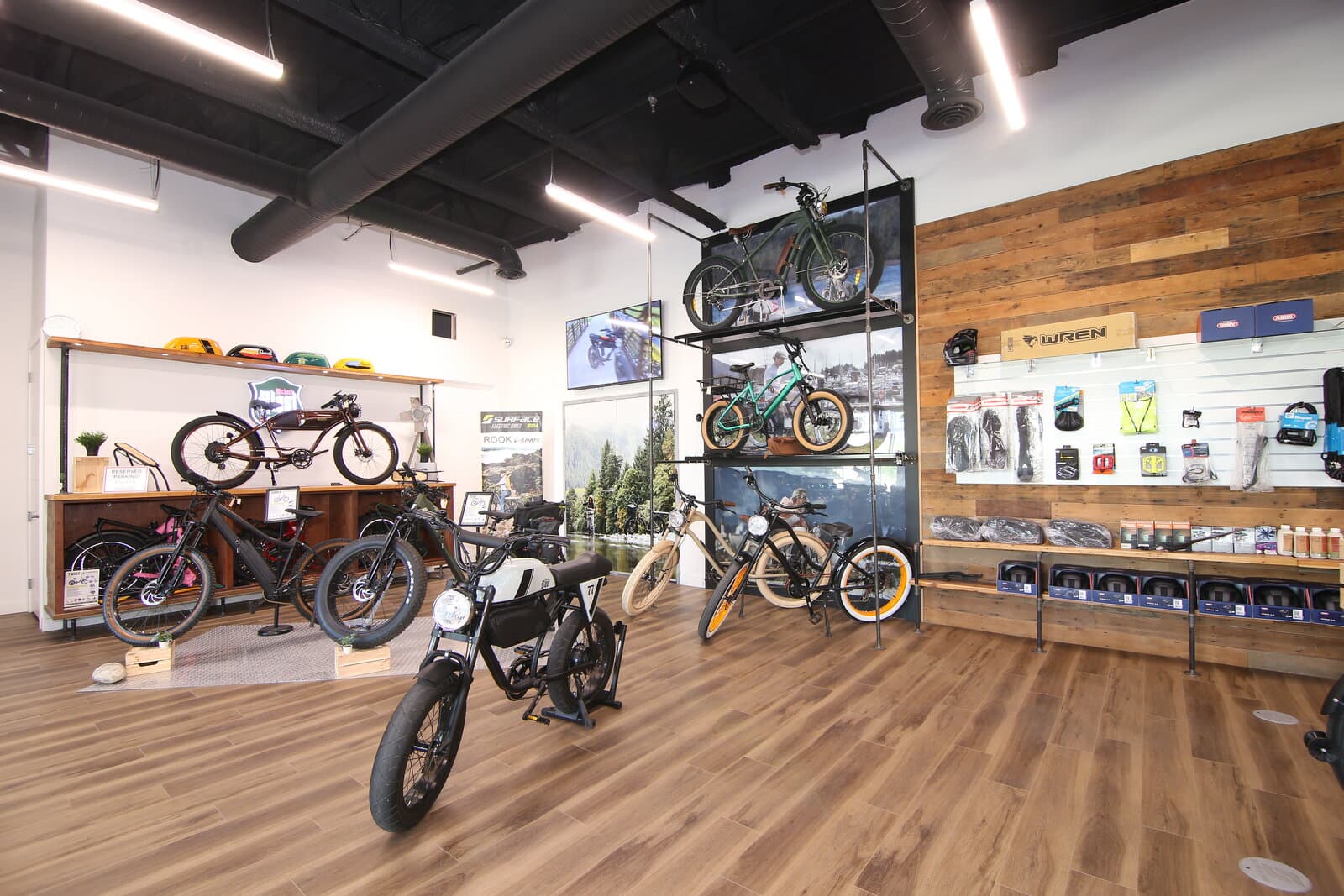 Accessory wall at eBikes Calgary